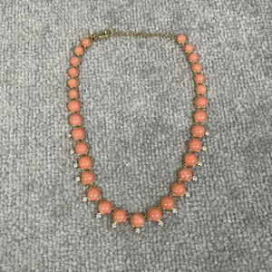 Ann Taylor Goldtone Collar Necklace Coral Pink Glass Fashion
